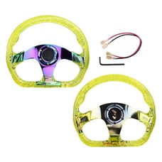 JDM Universal 6-Hole 326mm Vip Yellow Crystal Bubble Neo Spoke Steering Wheel