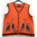 Studio Treat Vest Sweater Womens Large Orange Sleeveless Black Cat Halloween