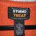 Studio Treat Vest Sweater Womens Large Orange Sleeveless Black Cat Halloween