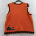 Studio Treat Vest Sweater Womens Large Orange Sleeveless Black Cat Halloween