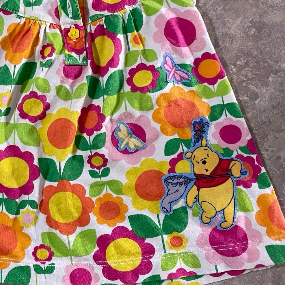 Vintage Upcycled Winnie the Pooh, Tigger & Roo Spring Floral Outfit Set 18-24m