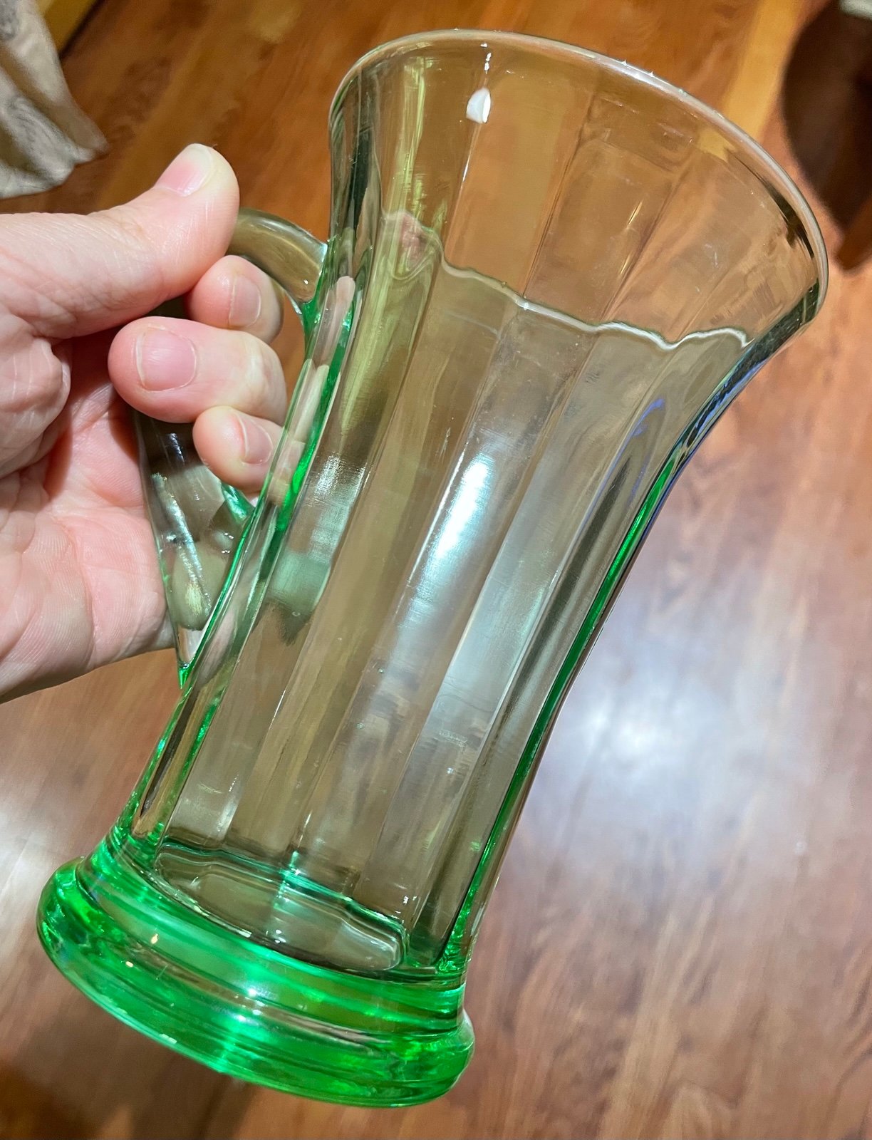 Vintage uranium glass vaseline glass green fluorescence glass mug