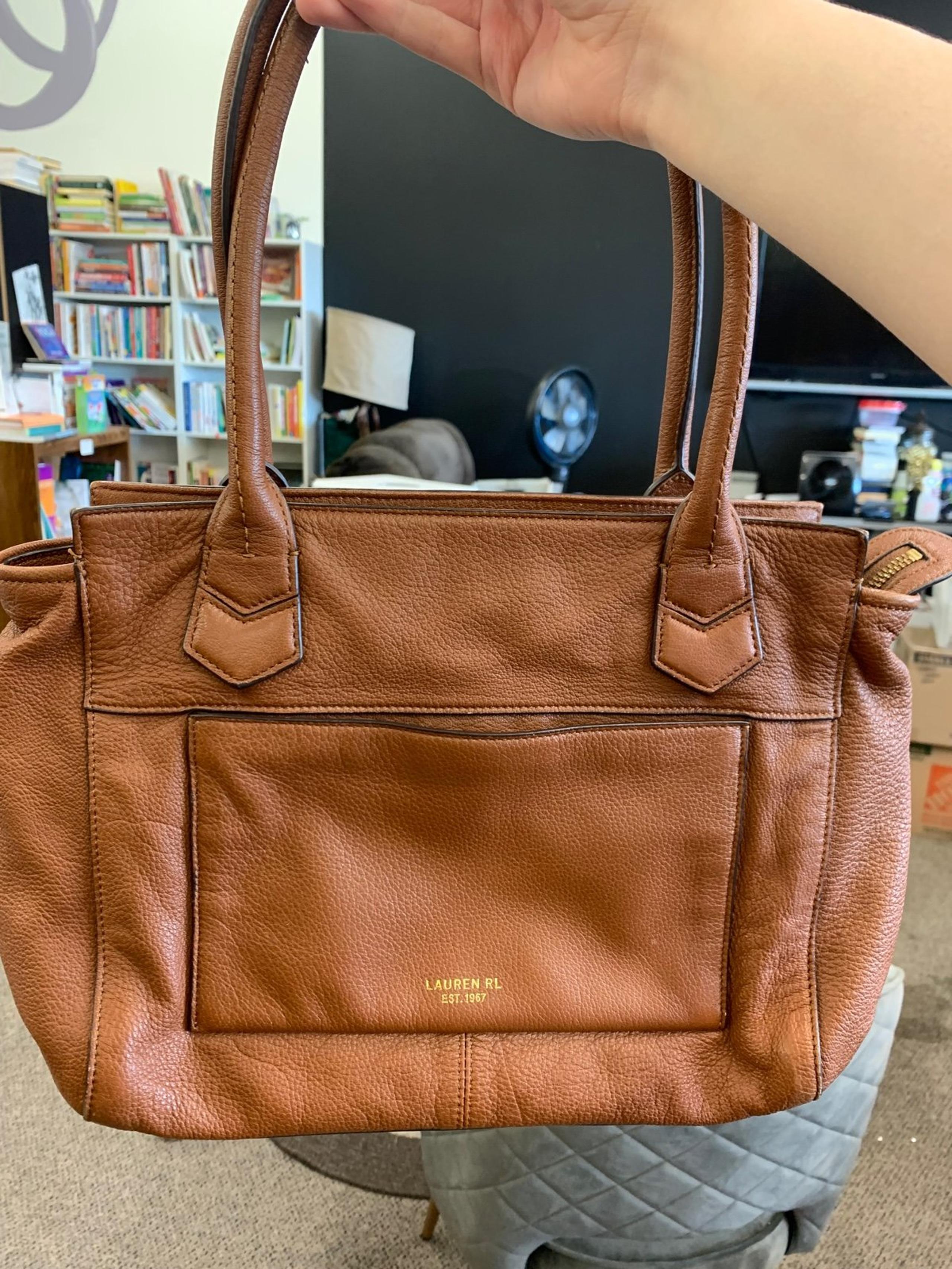 Light Brown Leather Ralph Lauren Satchel Bag
