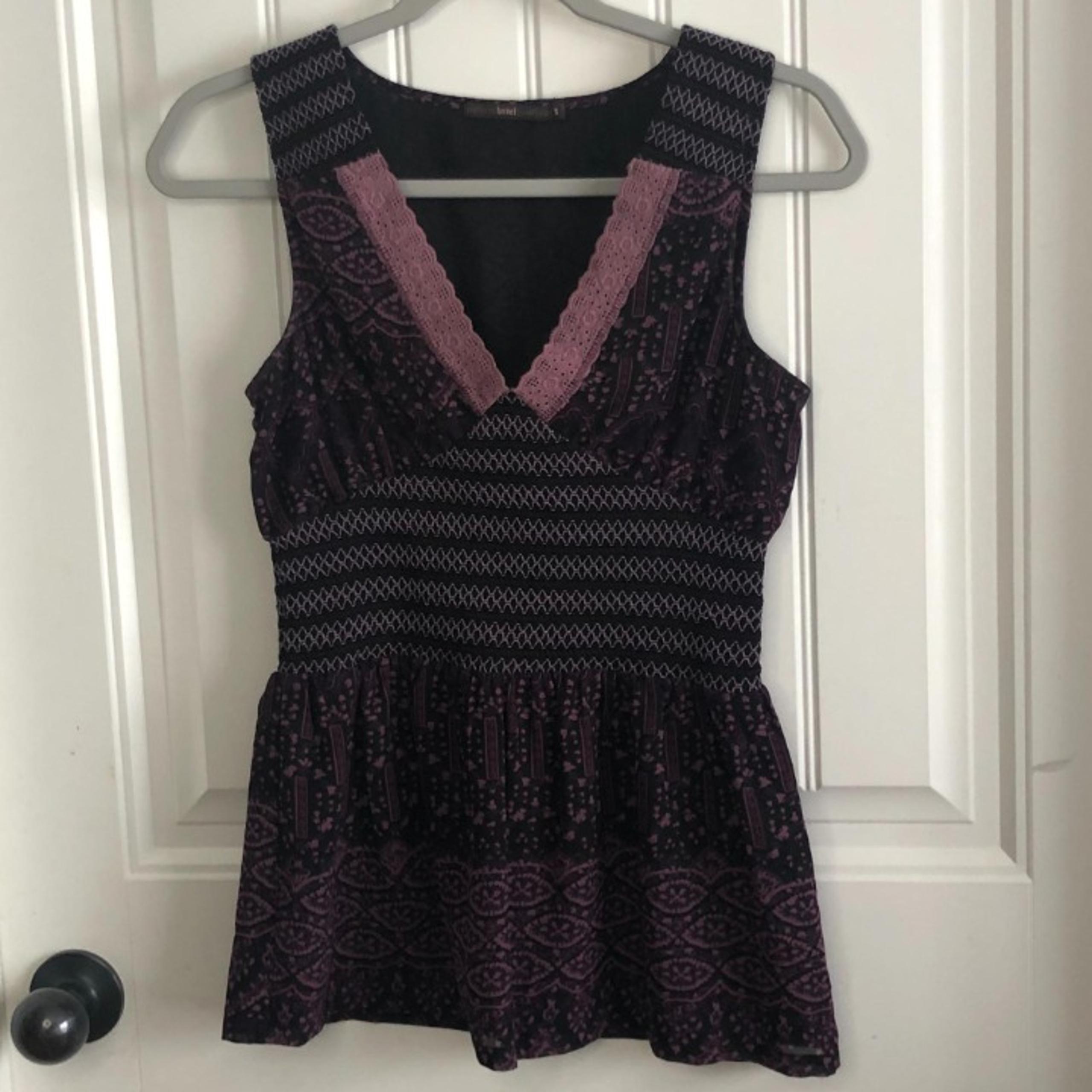 Hazel Purple Patchwork Boho V neck Tank