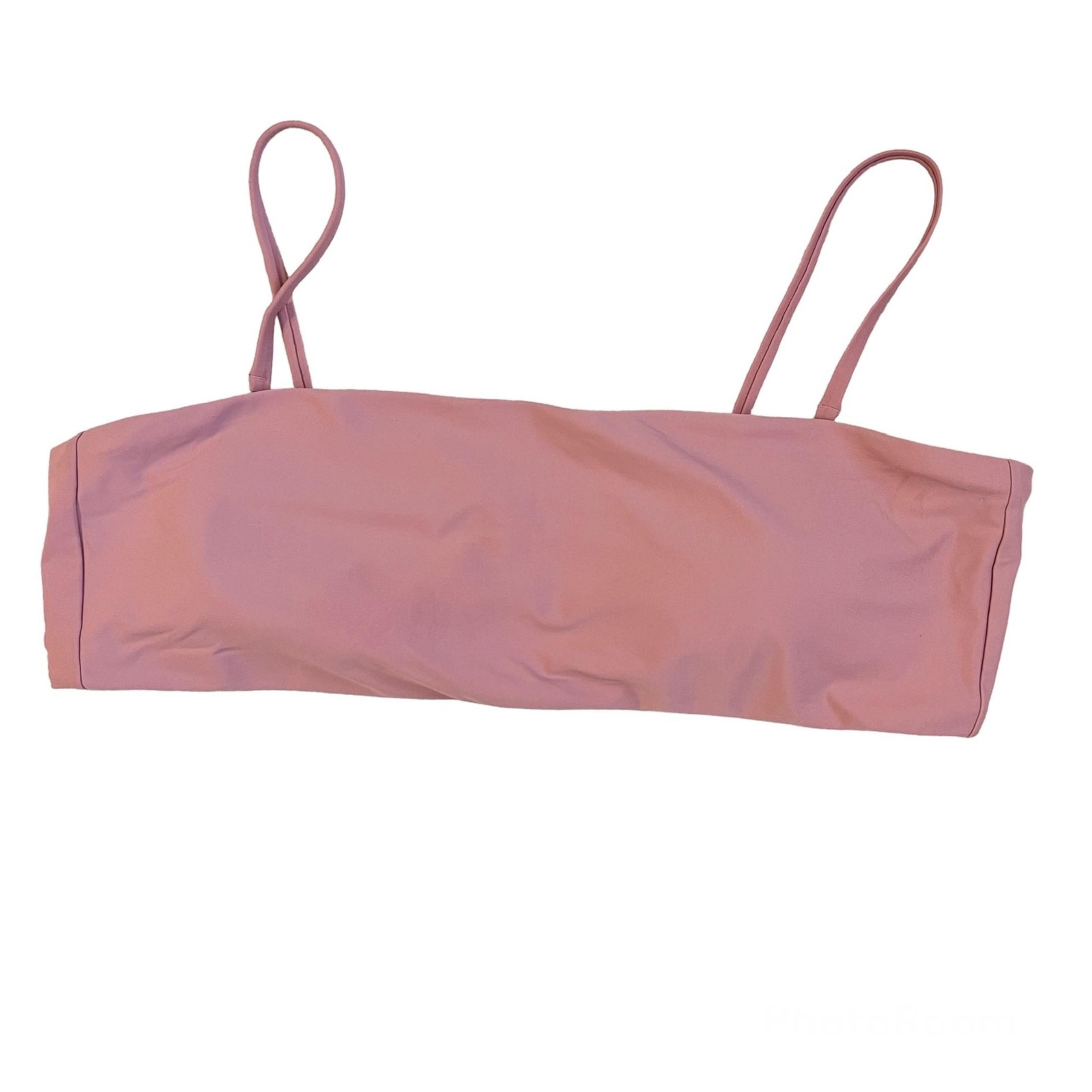 Madewell Second Wave Spaghetti-Strap Bandeau Bikini Top Mauve Pink NWT XXL