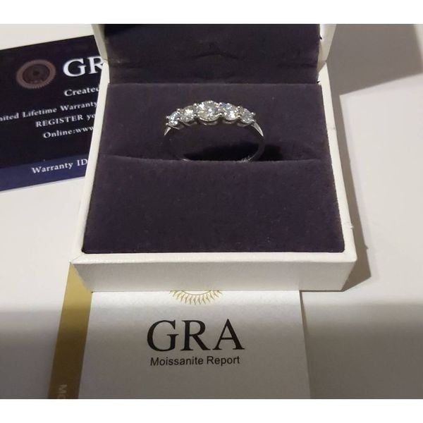 CERTIFIED Genuine Moissanite Diamond 1Ct Wedding/Anniversary Band Ring Sz 9