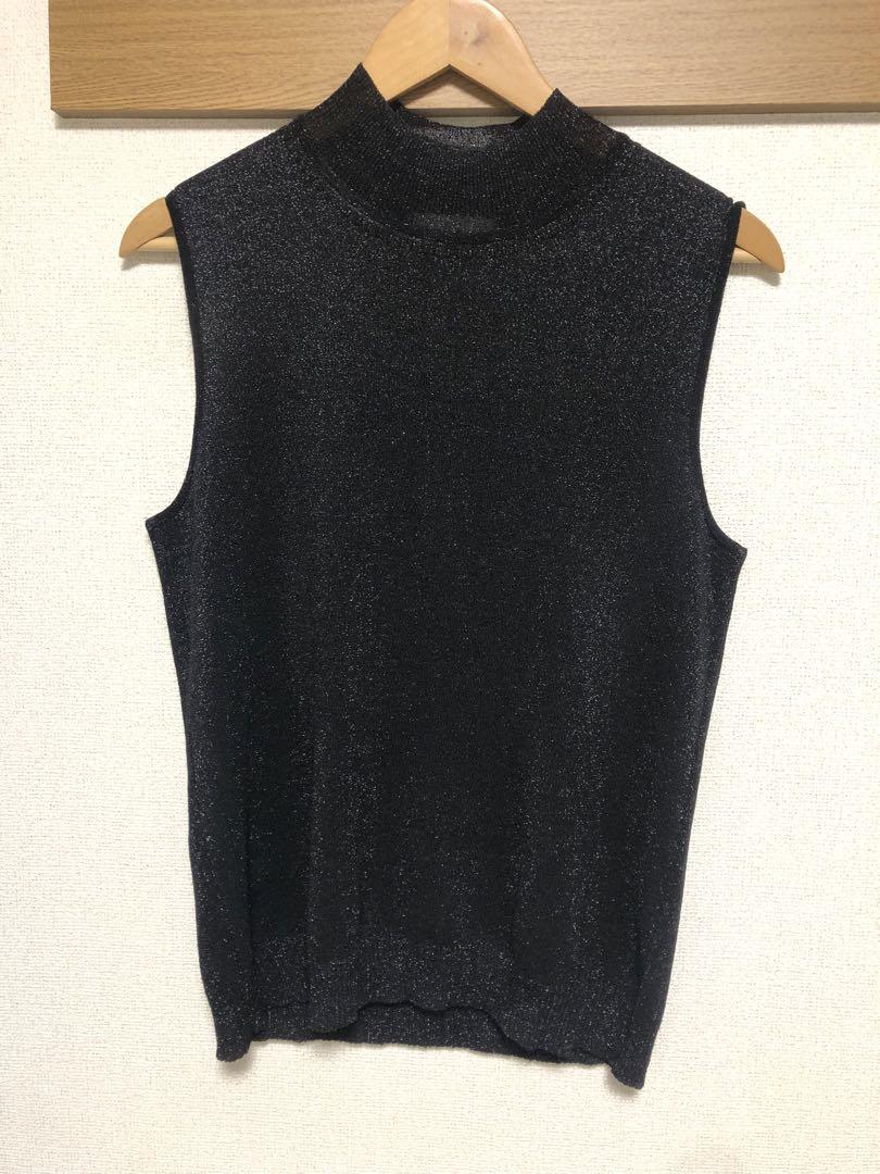 Yves Saint Laurent Tank Top Women's Rhinestone Logo Black