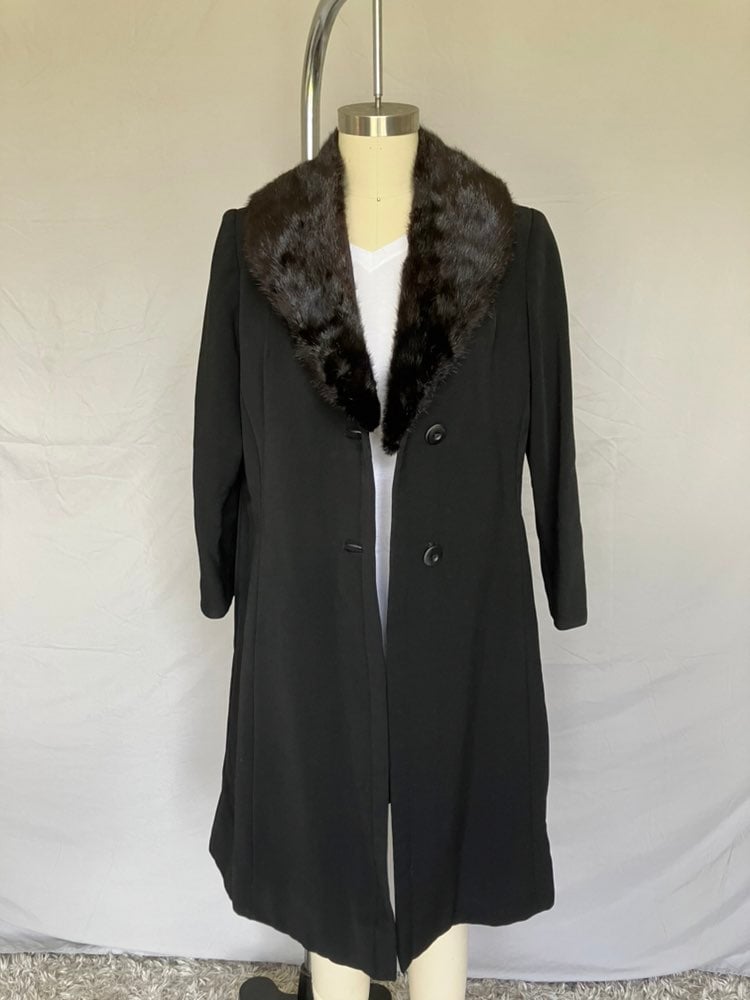 Vintage Wool Coat with Mink Fur Trim