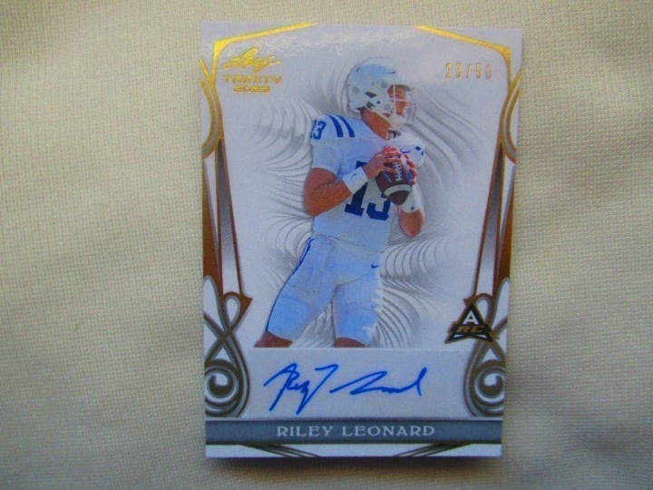 RILEY LEONARD AUTOGRAPH 2023 LEAF TRINITY #23/50 (Notre Dame)