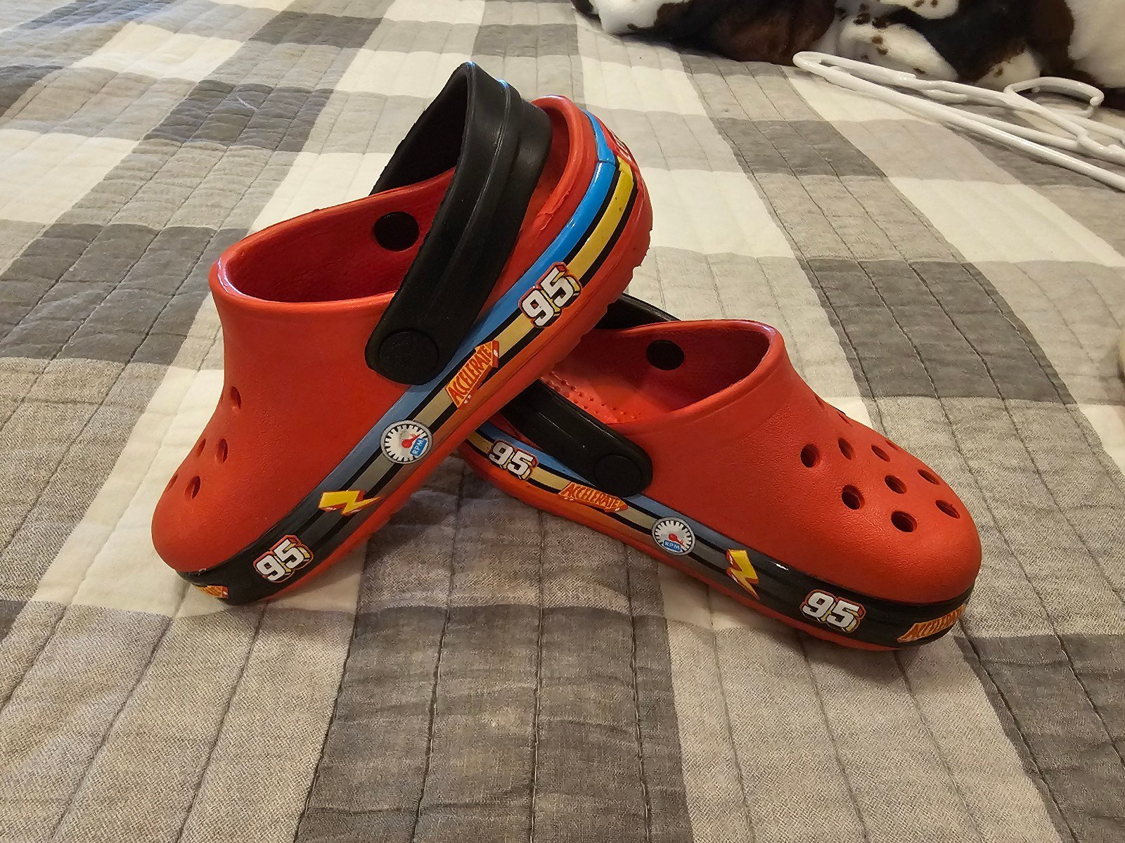 Light up Lightning McQueen Crocs size C6
