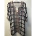 Johnny Was Workshop Claudine Short Kaftan Dress S 3/4 Sleeve Embroidered Slits