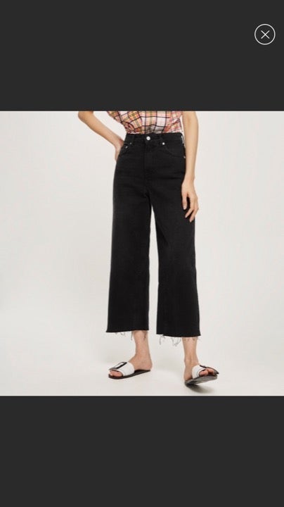 Topshop Black Cropped Wide Leg Jeans