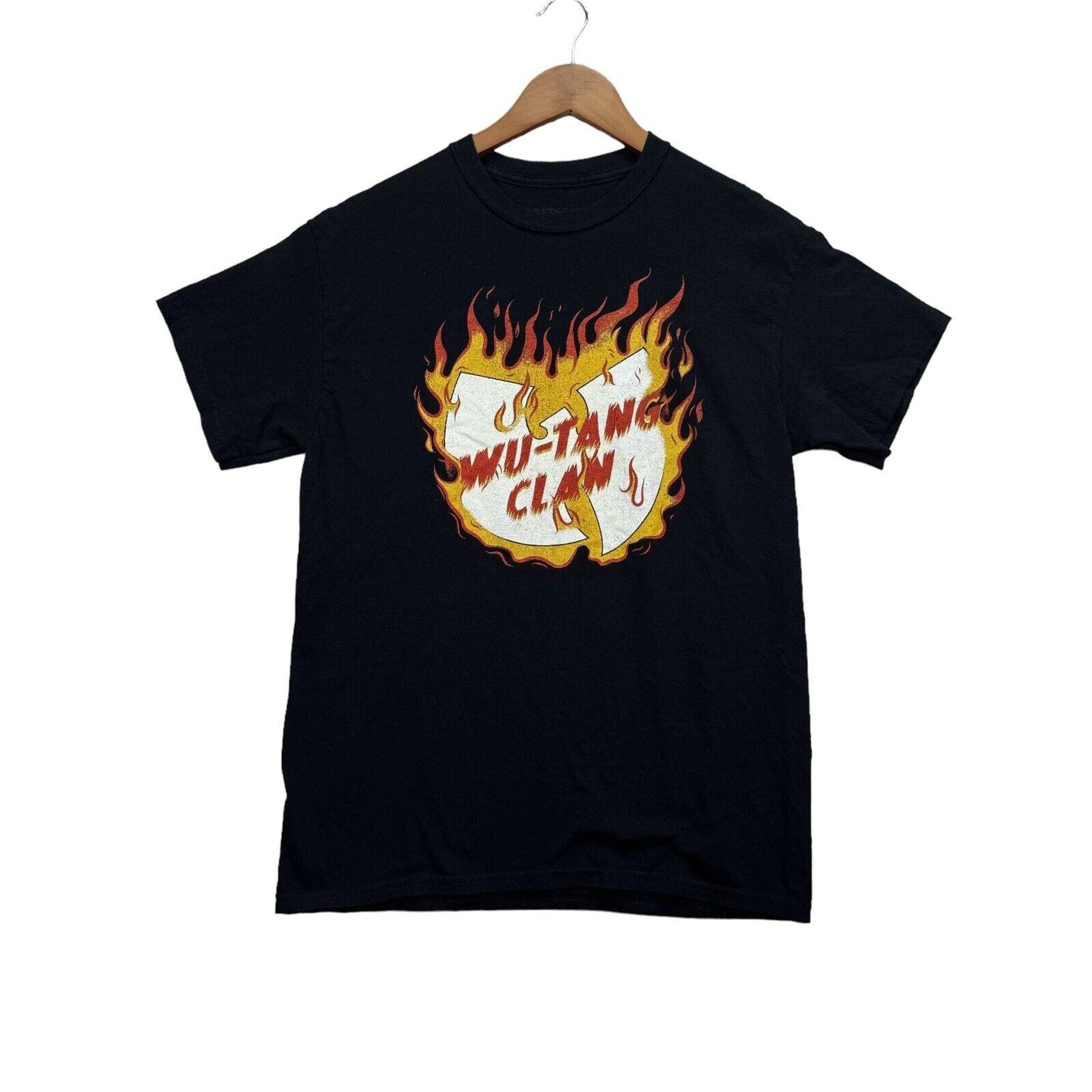Wu-Tang Clan T-Shirt Men's Band Hip Hop Rap 90s Tee Flame Classic Logo Black M