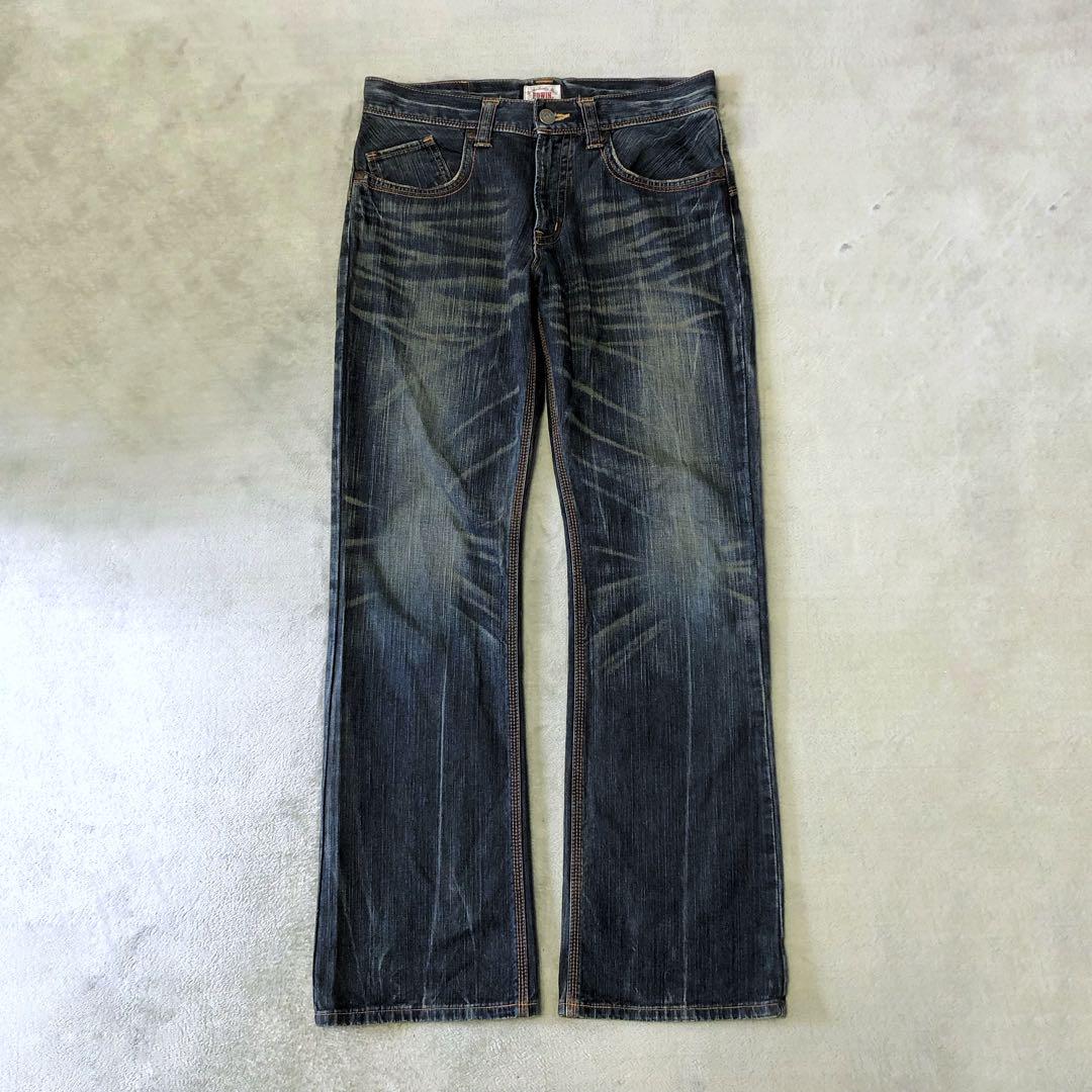 パンツ archive grunge damage flared denim Y2K archive grunge damage flared denim Y2K