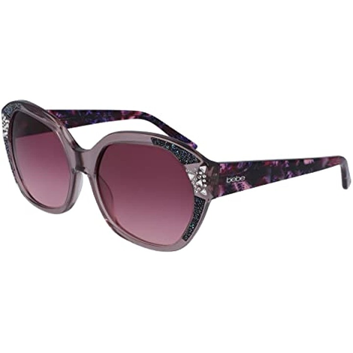 NEW Bebe BB 7222 500 Crystal Plum Sunglasses with Purple Lenses & Bebe Case