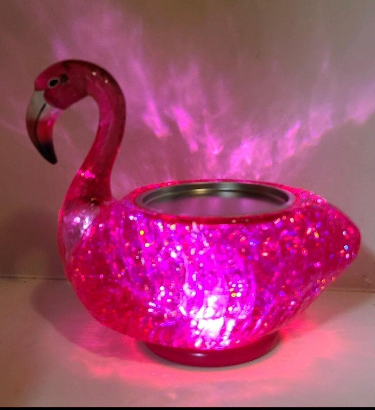 BBW FLAMINGO GLITTER LIGHT UP CANDLE HOLDER