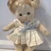 1985 Mattel My Child Doll Curly Blonde / Green Eyes/ White Sailor Dress