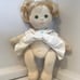 1985 Mattel My Child Doll Curly Blonde / Green Eyes/ White Sailor Dress