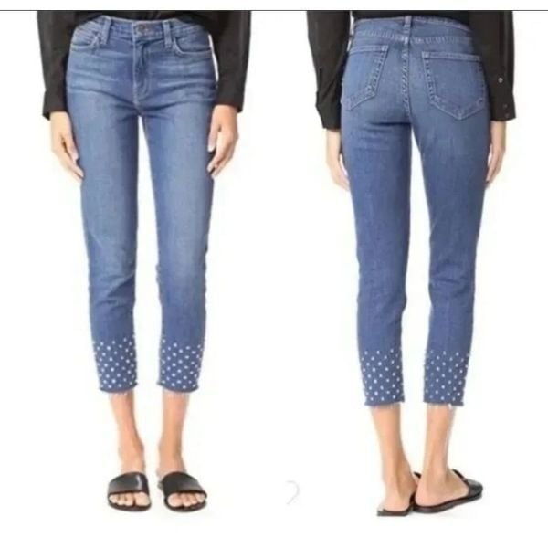L'Agence Blue Angelique Studded Cropped Jeans - Size 31