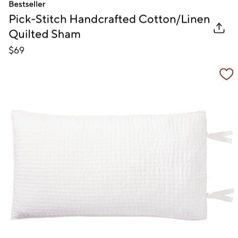2 Pottery Barn Pitch-Stitch Handcrafted Quilted Shams - White - King