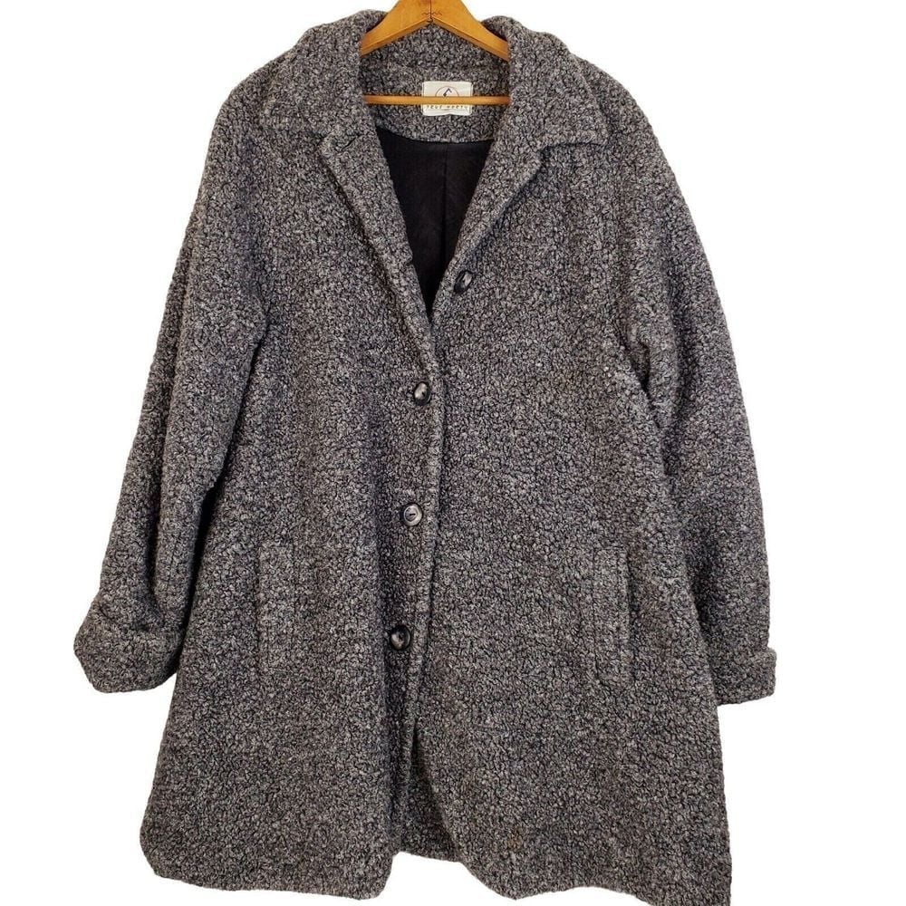 True North Womens Mid Length A Line Coat Gray Button Front Size XL Heavy Winter