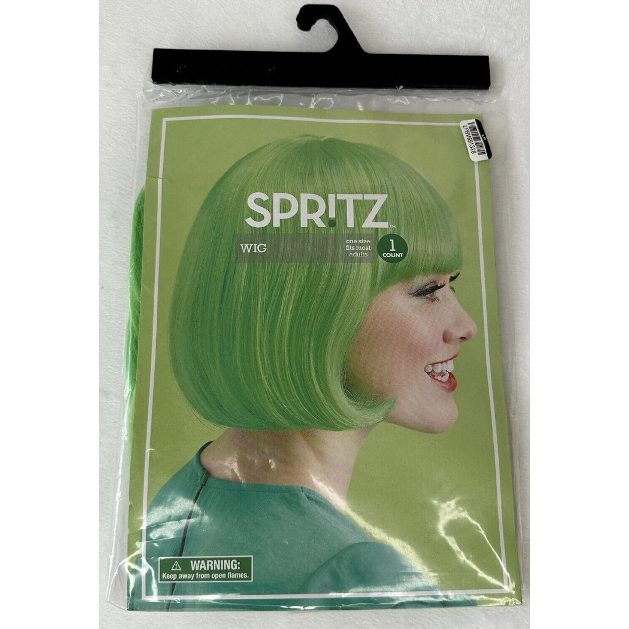Spritz Wig Neon Lime Green Bob Bangs Witch Anime Cosplay Halloween Oz Fairy Evil