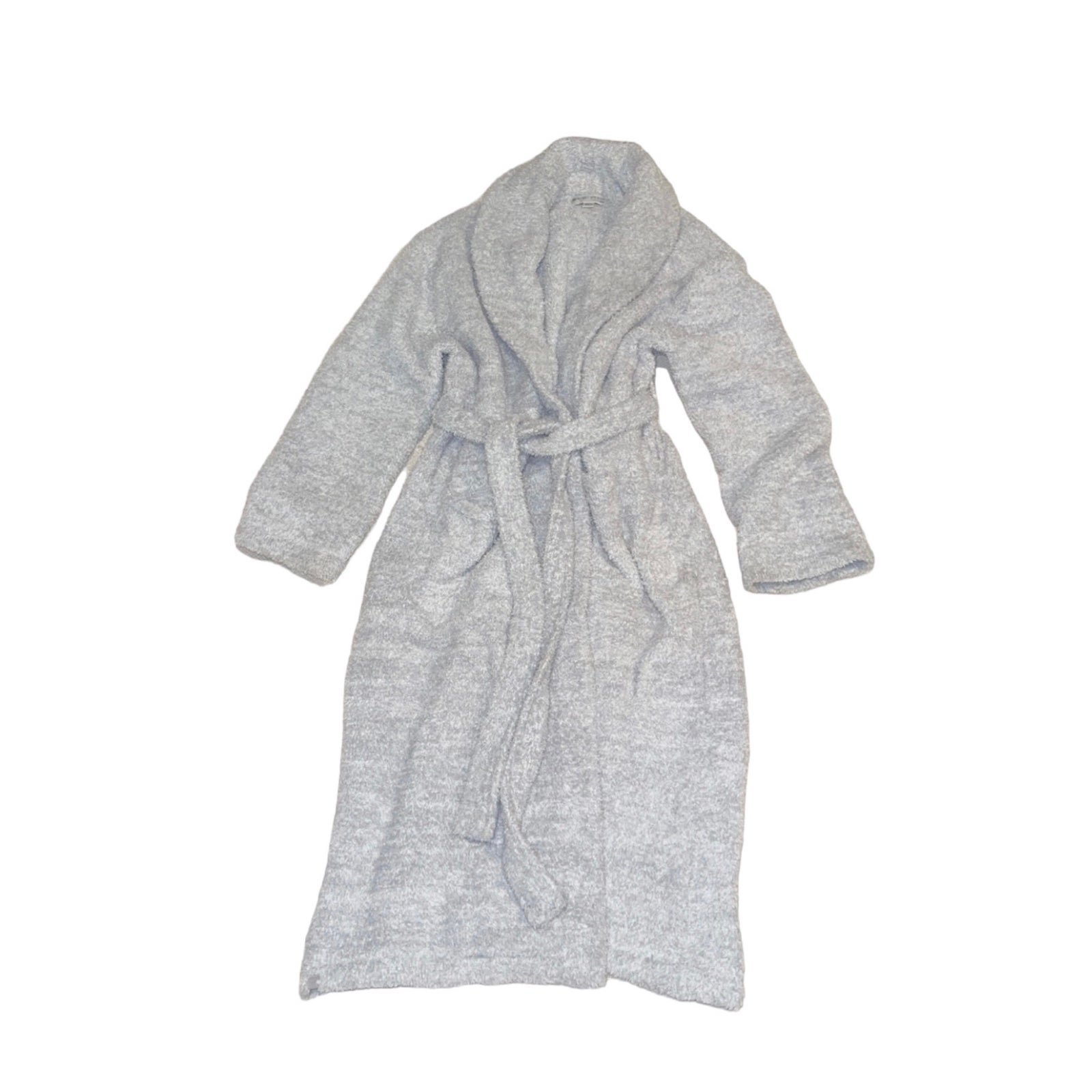 Barefoot Dreams 609 Grey Heathered Cozy Fluffy Robe Size 2