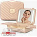 EASYINBEAUTY Travel Makeup Case with Lighted Mirror, Rechargeable LED Makeup Mir