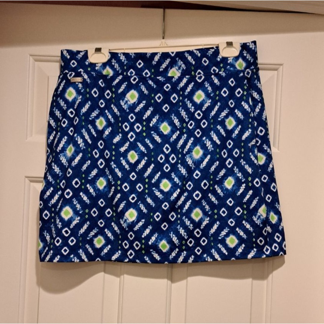 RLX Ralph Lauren Royal Blue & Lime Green Pull On Golf Skort Women’s Size L