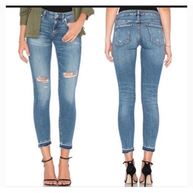 Agolde Lara Skinny Jeans Size 28 in Badlands Distressed Raw Hem
