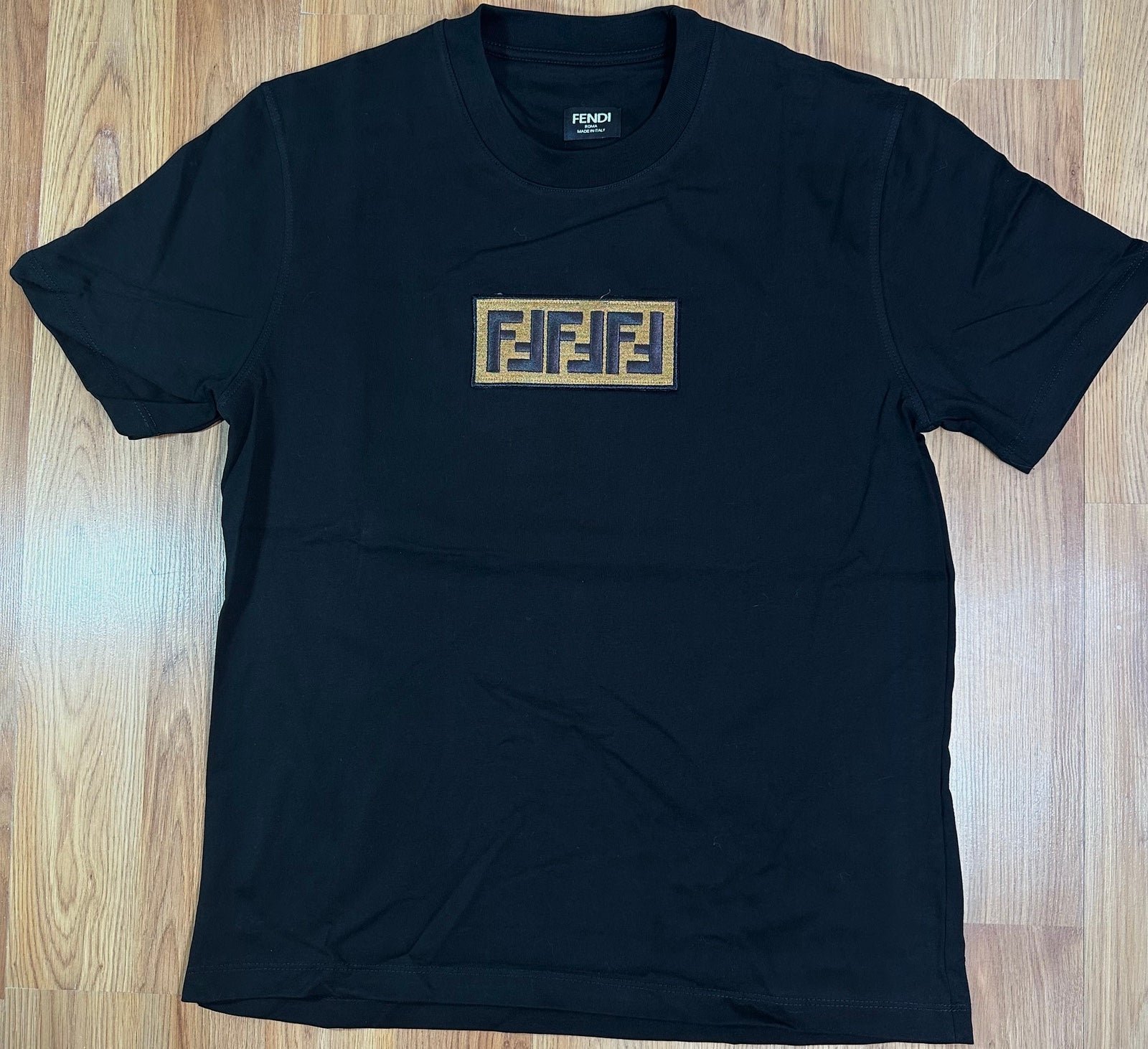 Fendi Black Cotton FF Motif Mens T-shirt Size M