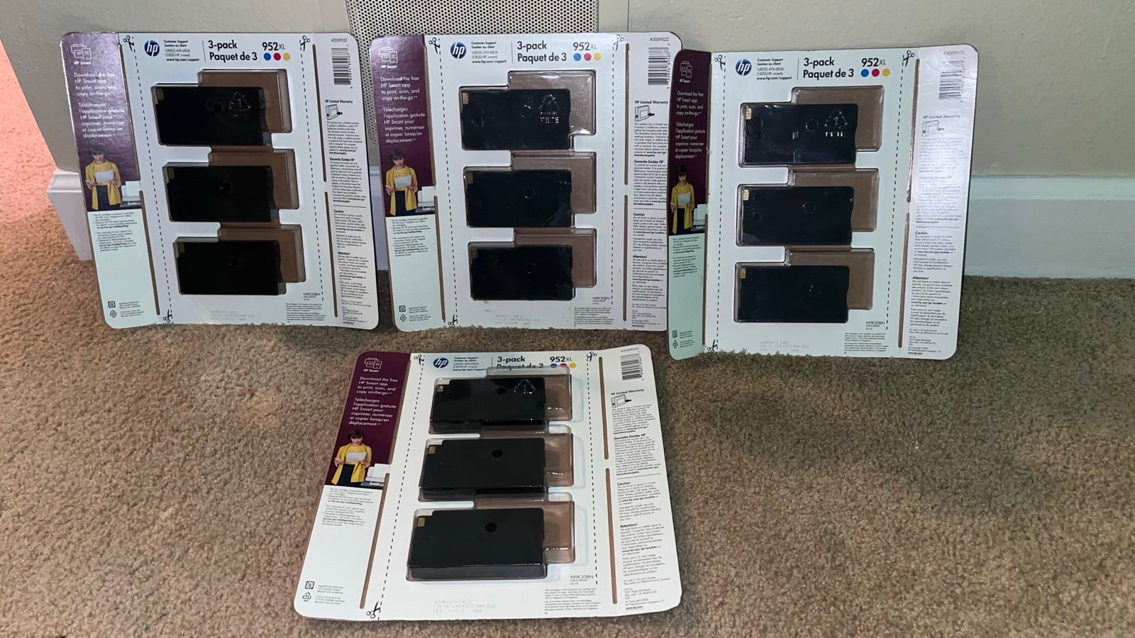 HP 3 pack ink cartridges x 4