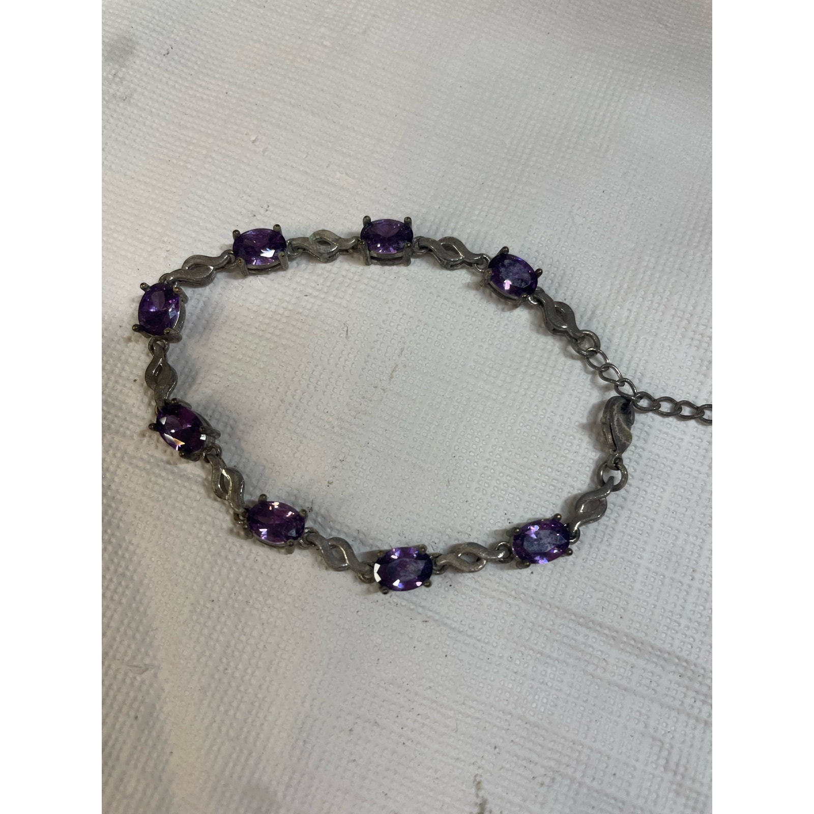 Sterling Silver Purple Stone Bracelet Adjustable