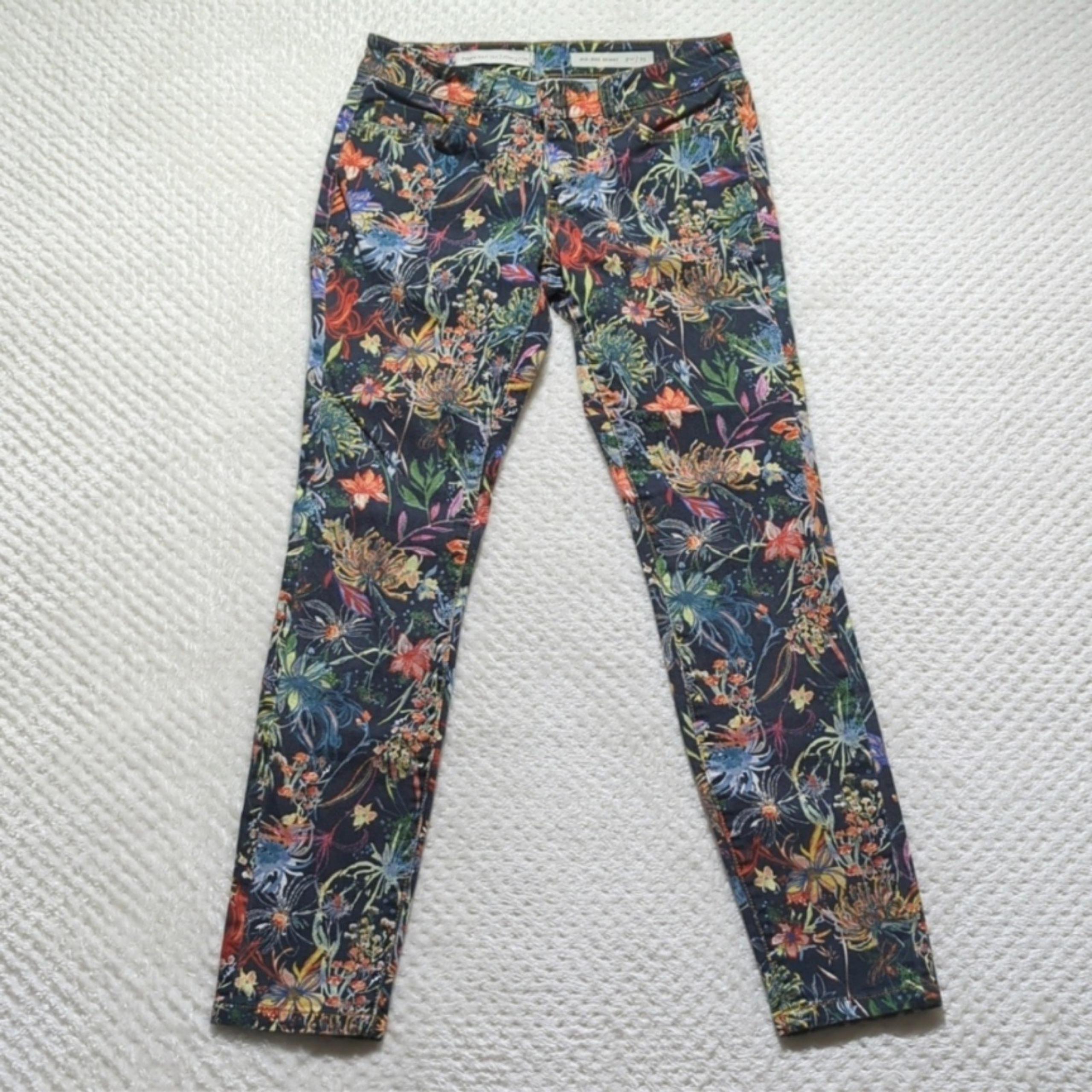 Anthropologie Pilcro and the Letterpress Mid-Rise Skinny Floral Printed Jeans