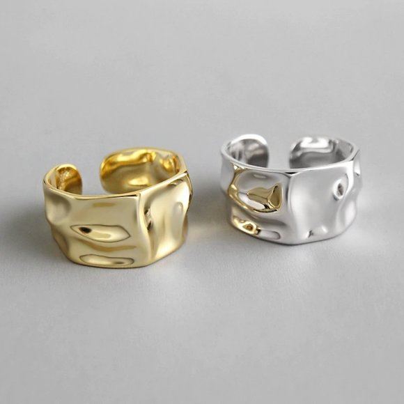 NEW 925 Silver Wave Adjustable Ring