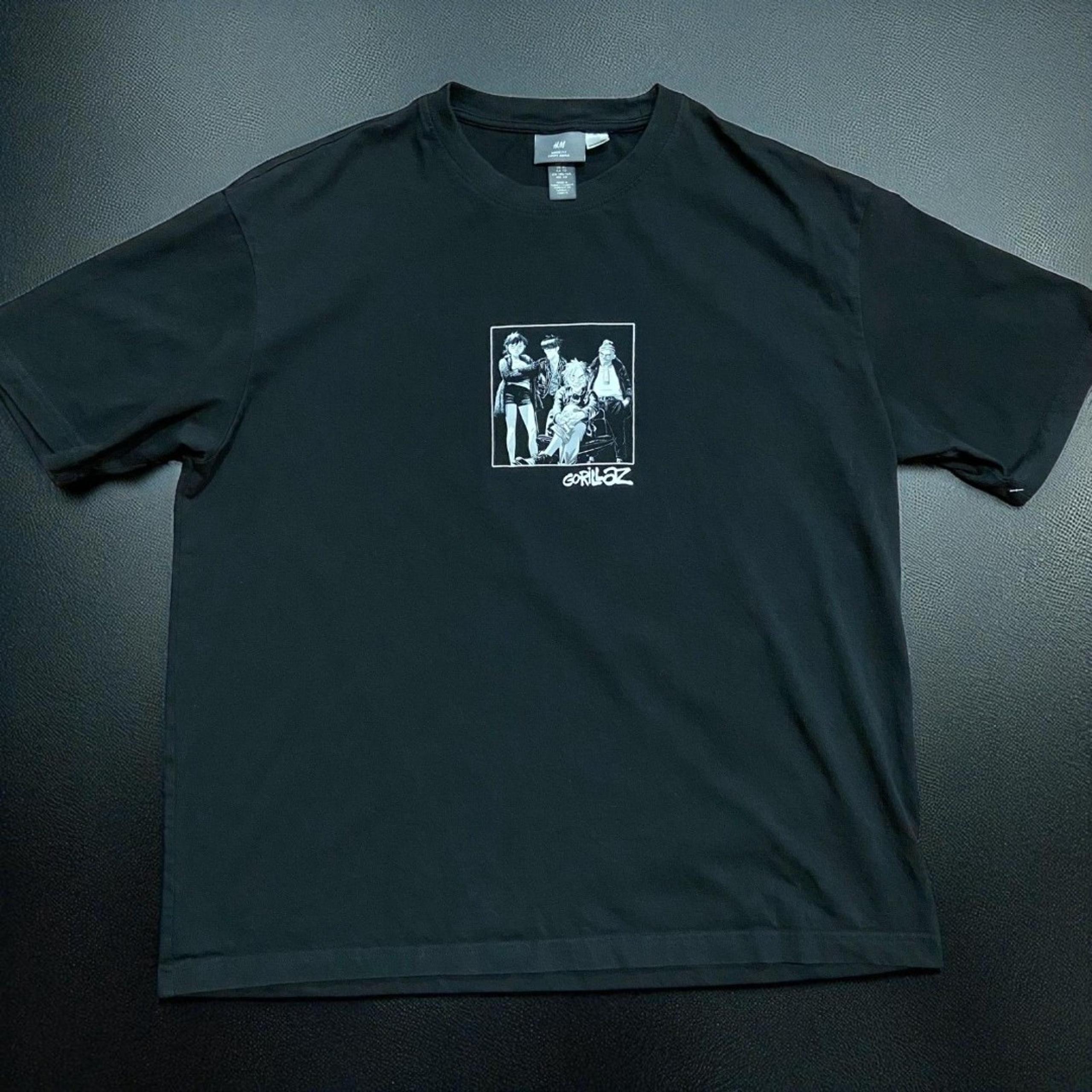 x Gorillaz Casual Crewneck Black White T-Shirt Men's Size Extra Large - H&M