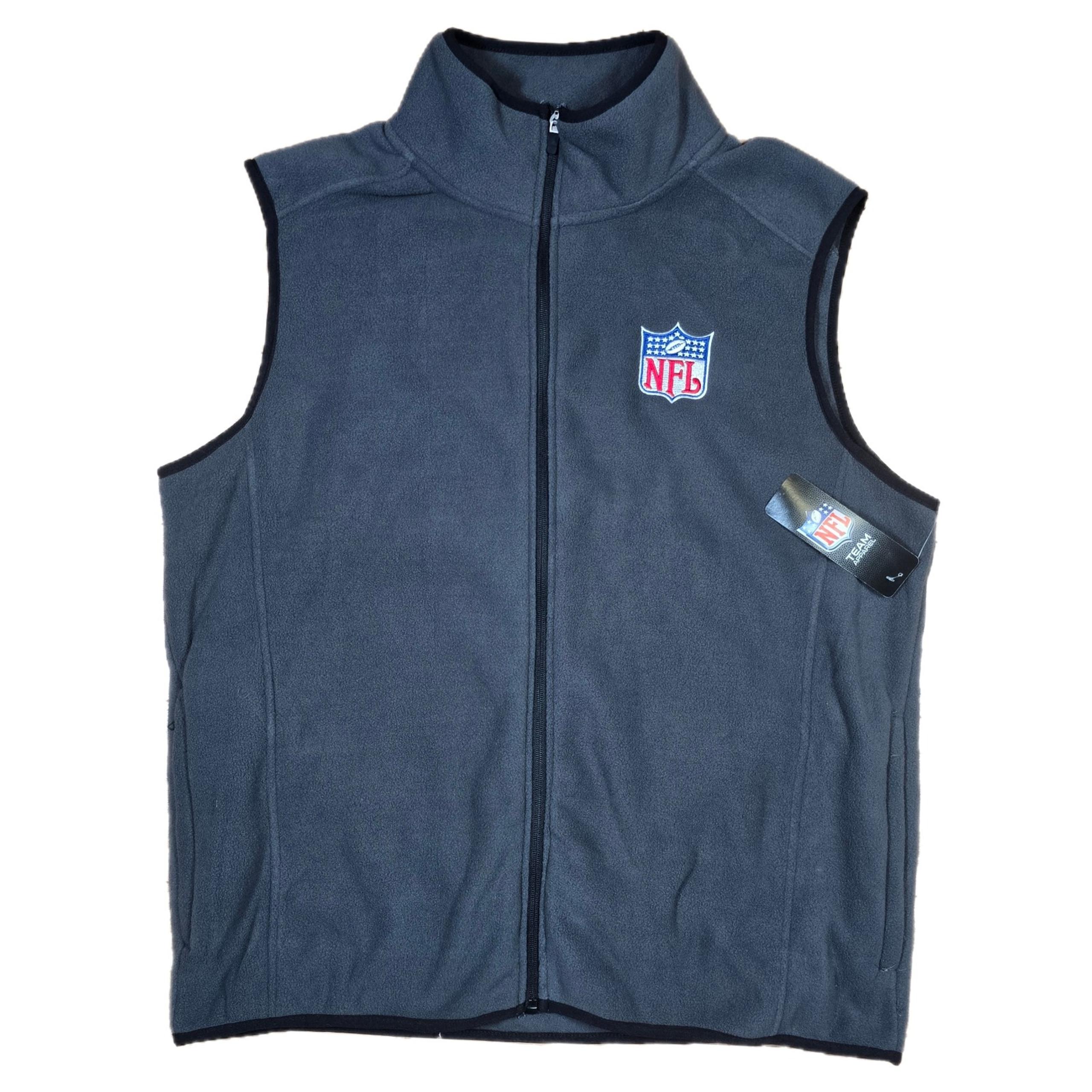 NFL Team Apparel Embroidered Logo Full Zip Grey Fleece Vest Men's Sz Large NEW