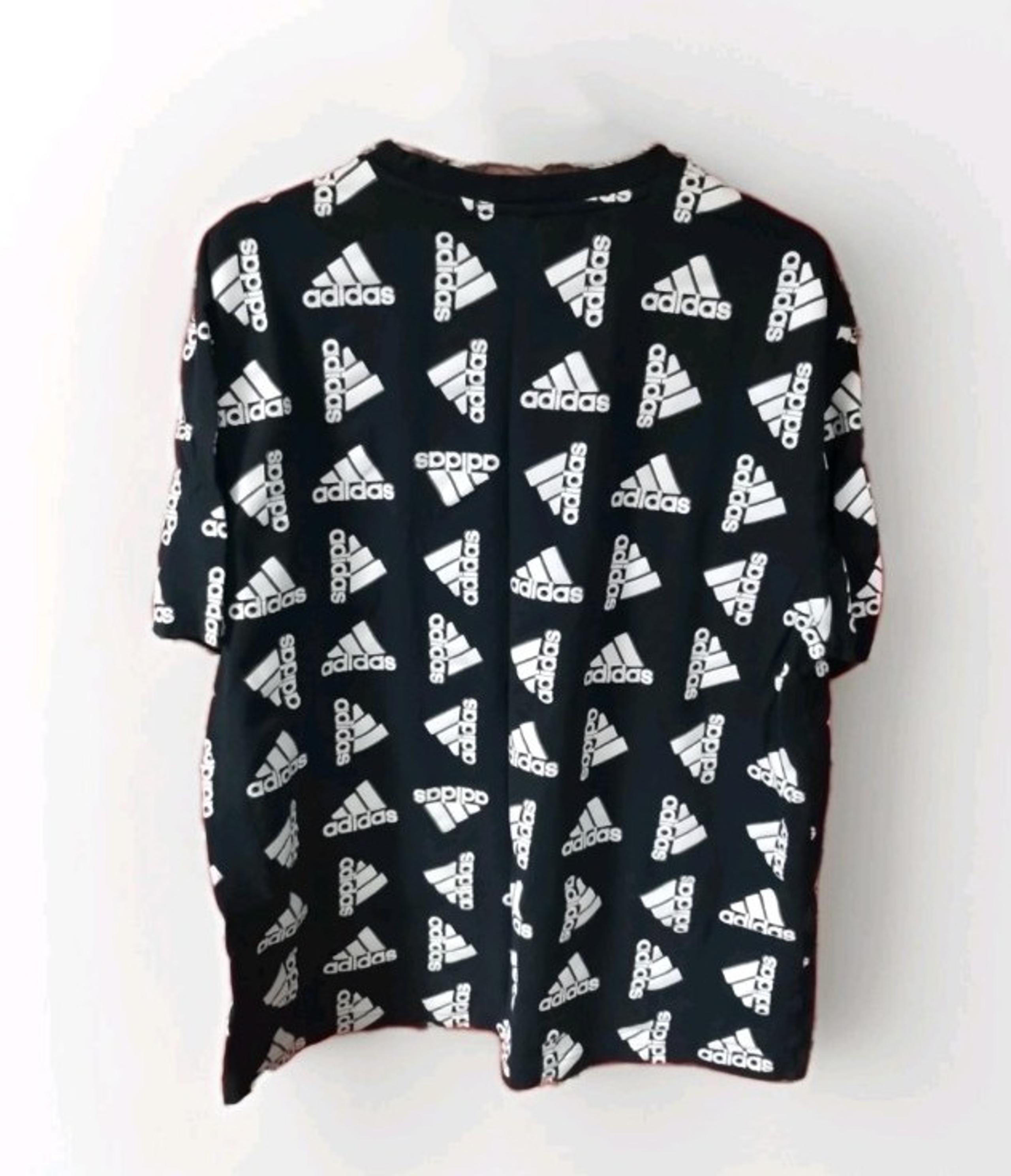 Adidas T-Shirt Men's Black Short Sleeve Crew Neck Adidas Logos Size XL