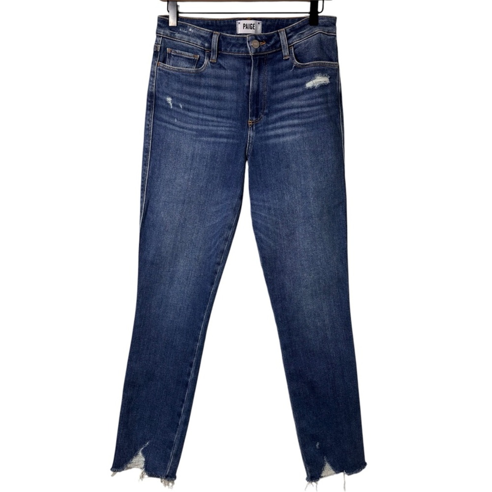 PAIGE WOMEN BLUE DISTRESSED JEANS HOXTON ANKLE SKINNY SIZE 29