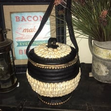 Boho Leather Basket