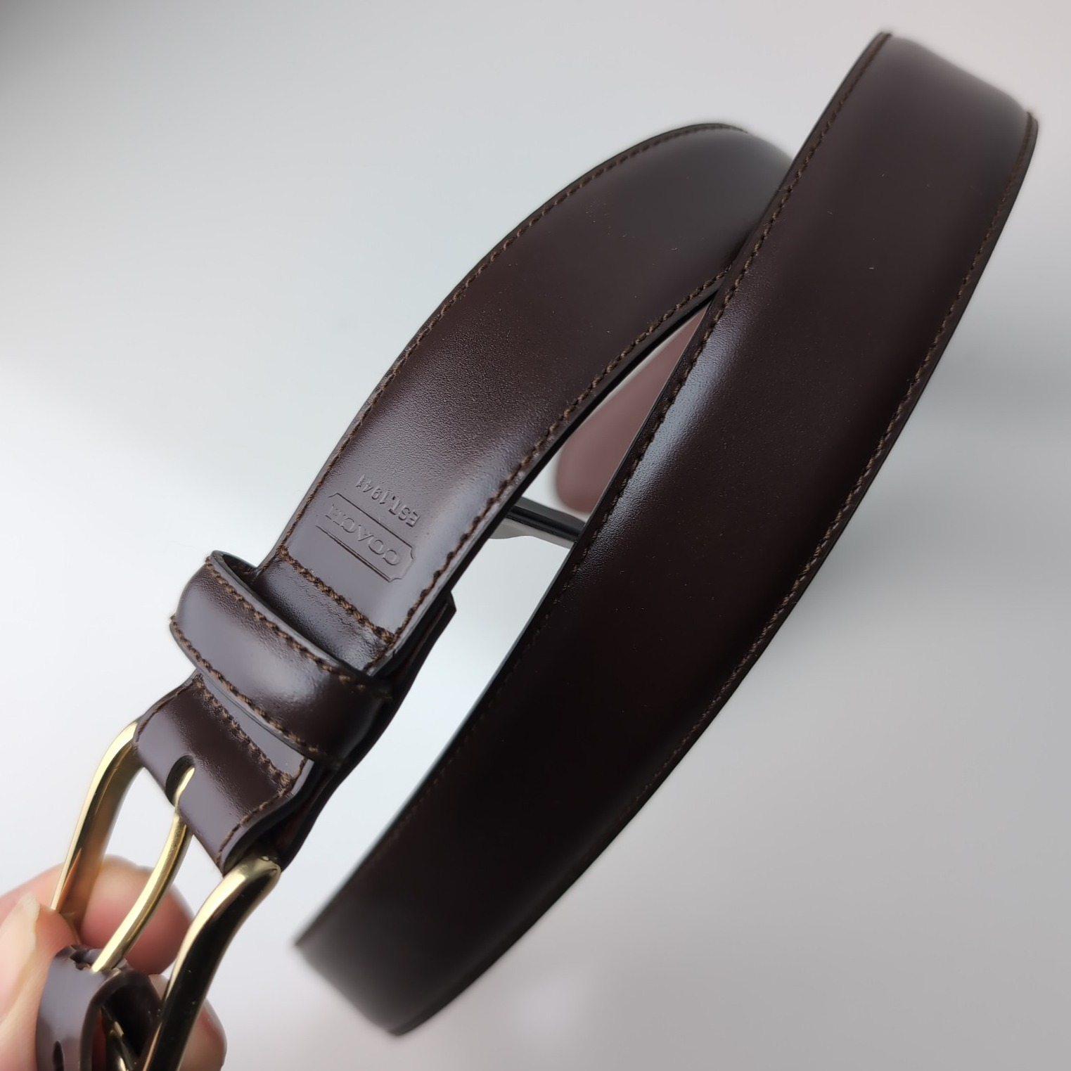 New Coach FS5953 Mens Handcrafted Genuine Calf Skin & Solid Brass Belt - 32