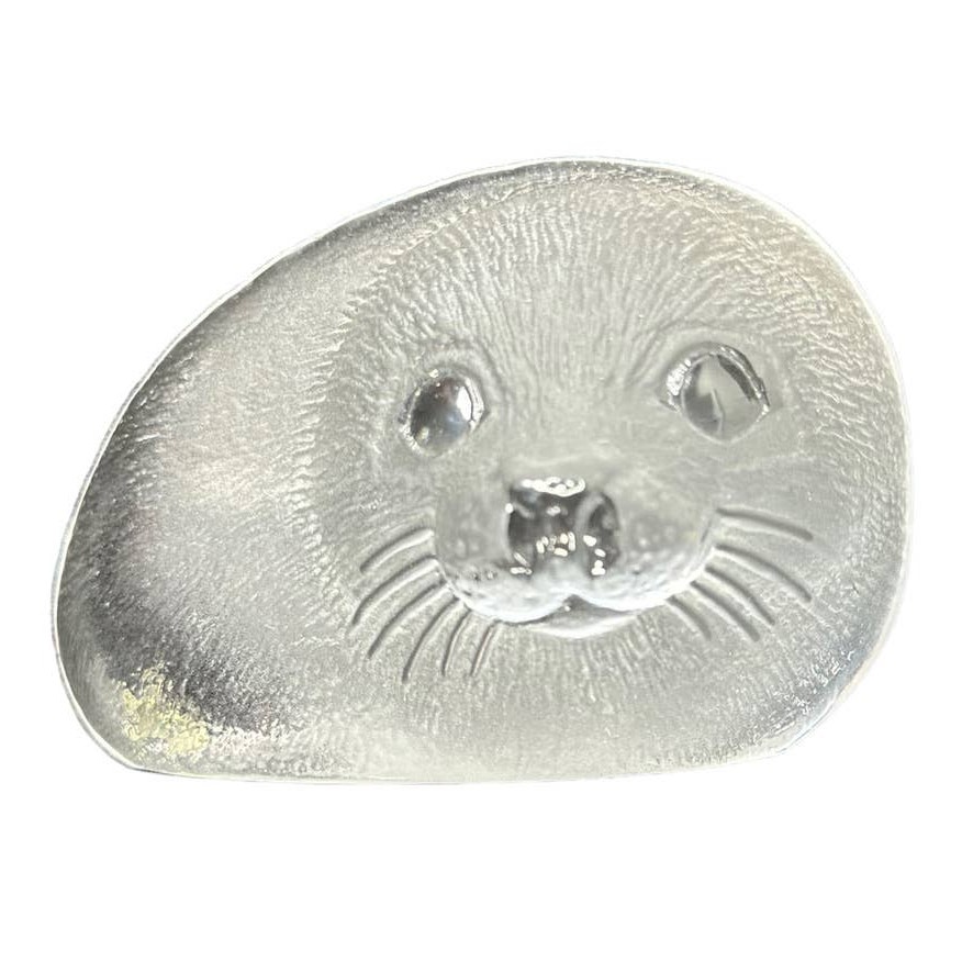 Mats Jonasson Made in Sweden Etched Crystal Baby Seal Paperweight Signed #3303