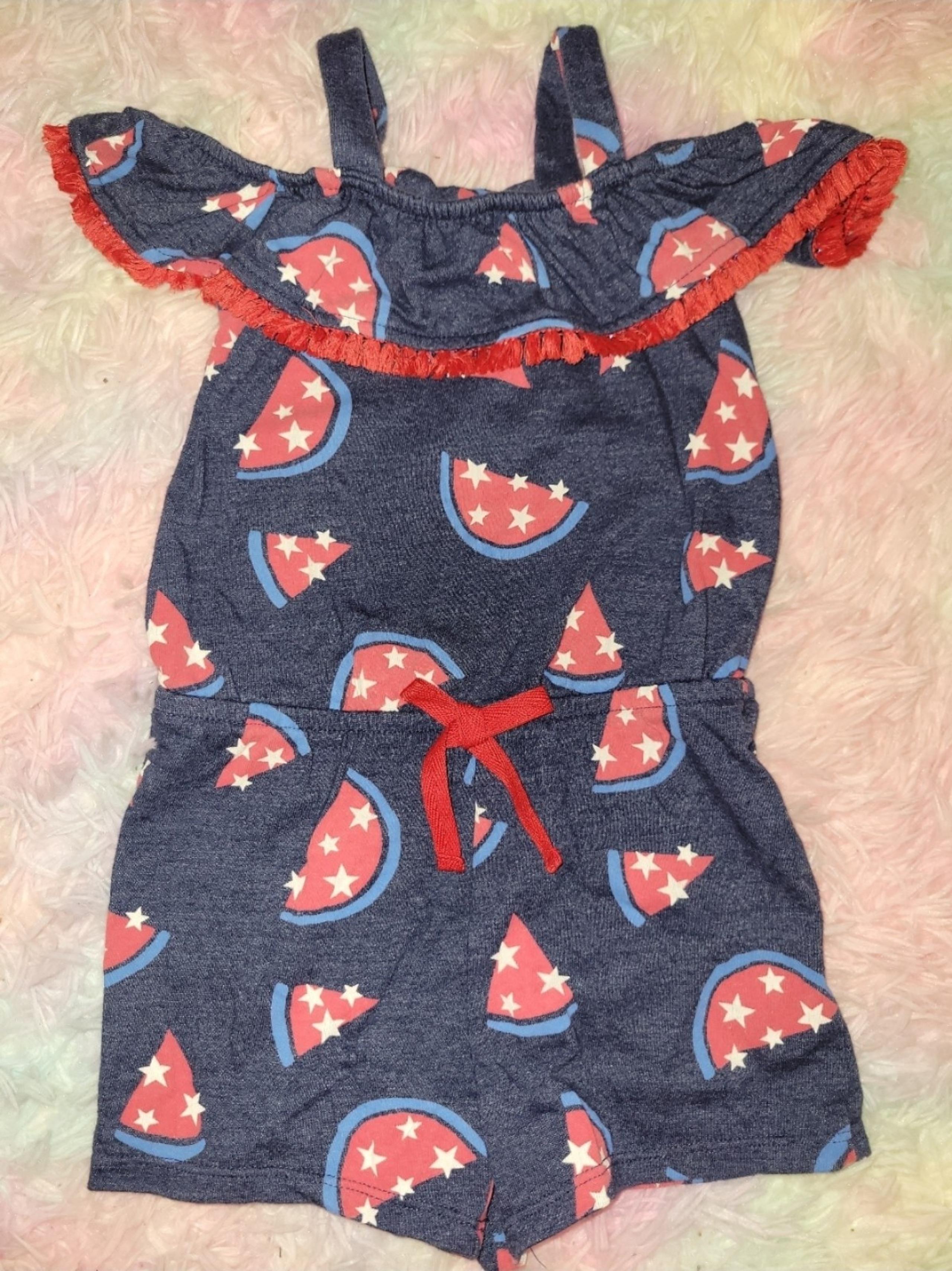 Girls Cat & Jack 4th of July Watermelon Romper size XS 4 5