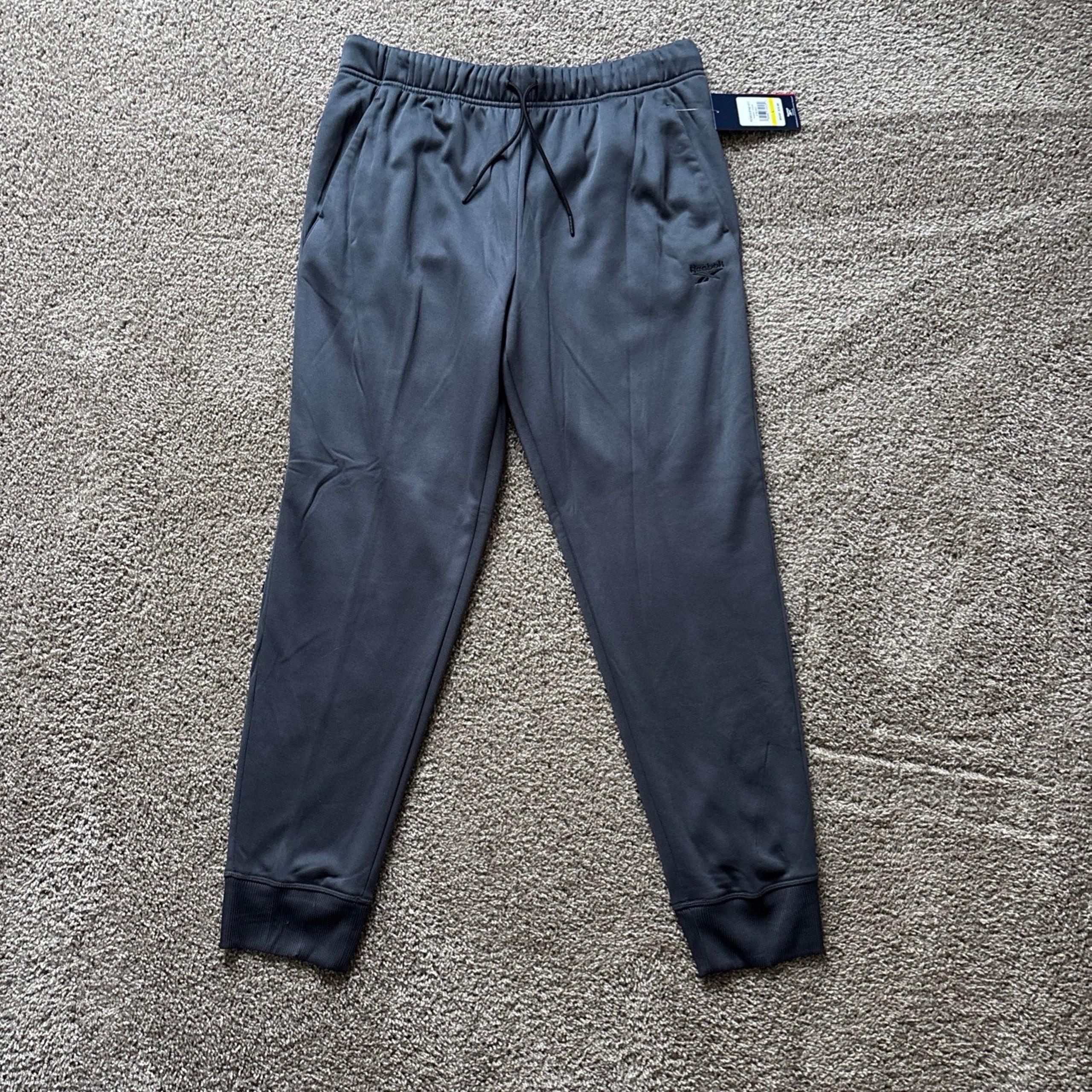 NEW Mens Large Reebok Sweatpants Joggers Gray Slim Athletic Pants Workout