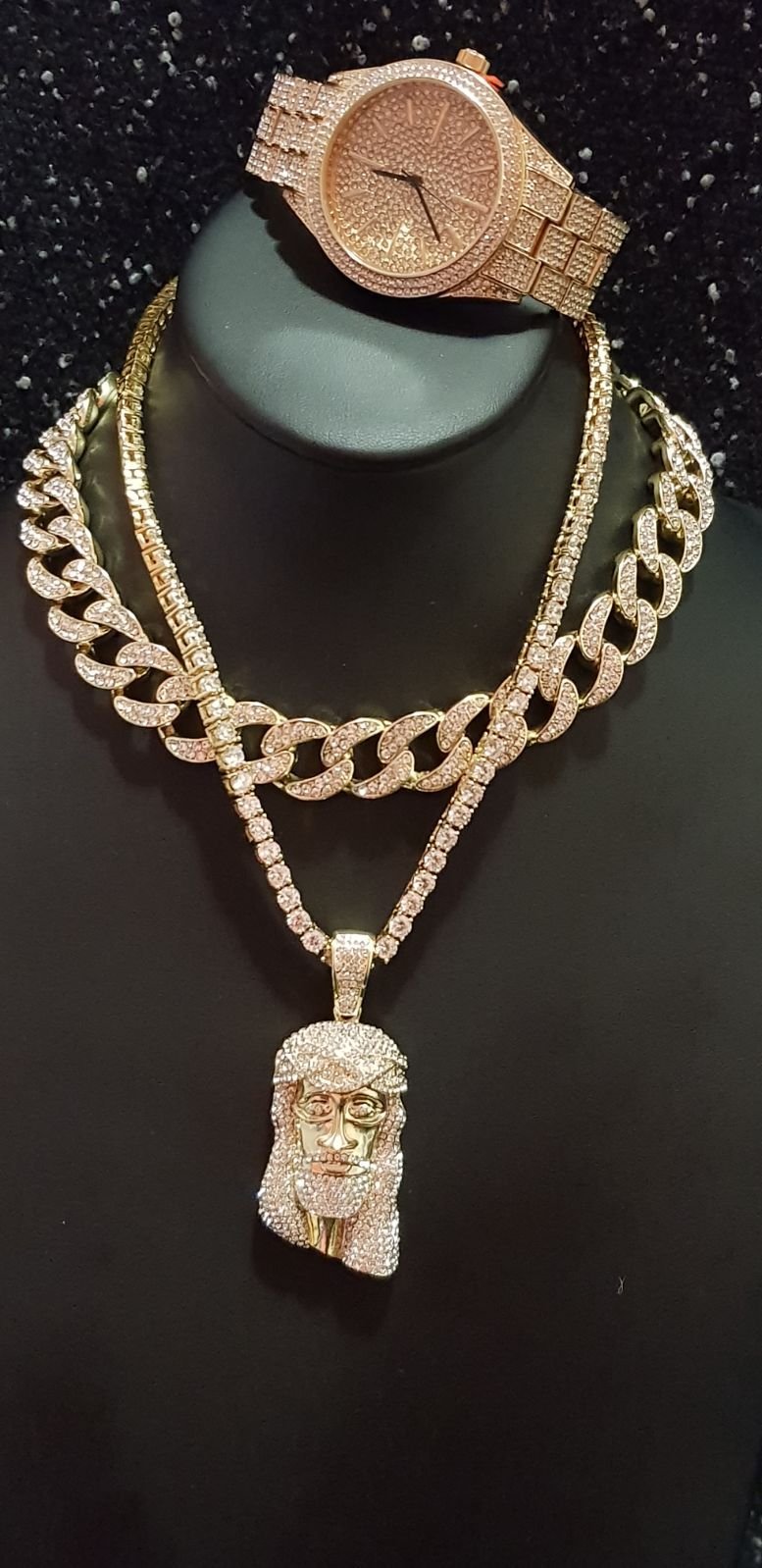 14K GOLD PLATED ICED OUT WATCH CHAINS