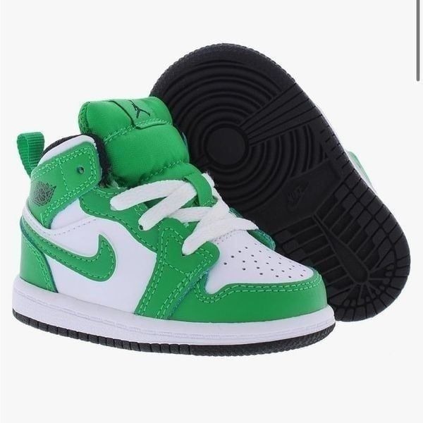 Nike Jordan 1 Mid Toddlers Shoes, Green, New