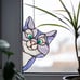 Colorful Stained glass cat, Unique Handmade Peeking Kitty, Majestic Eye-catching