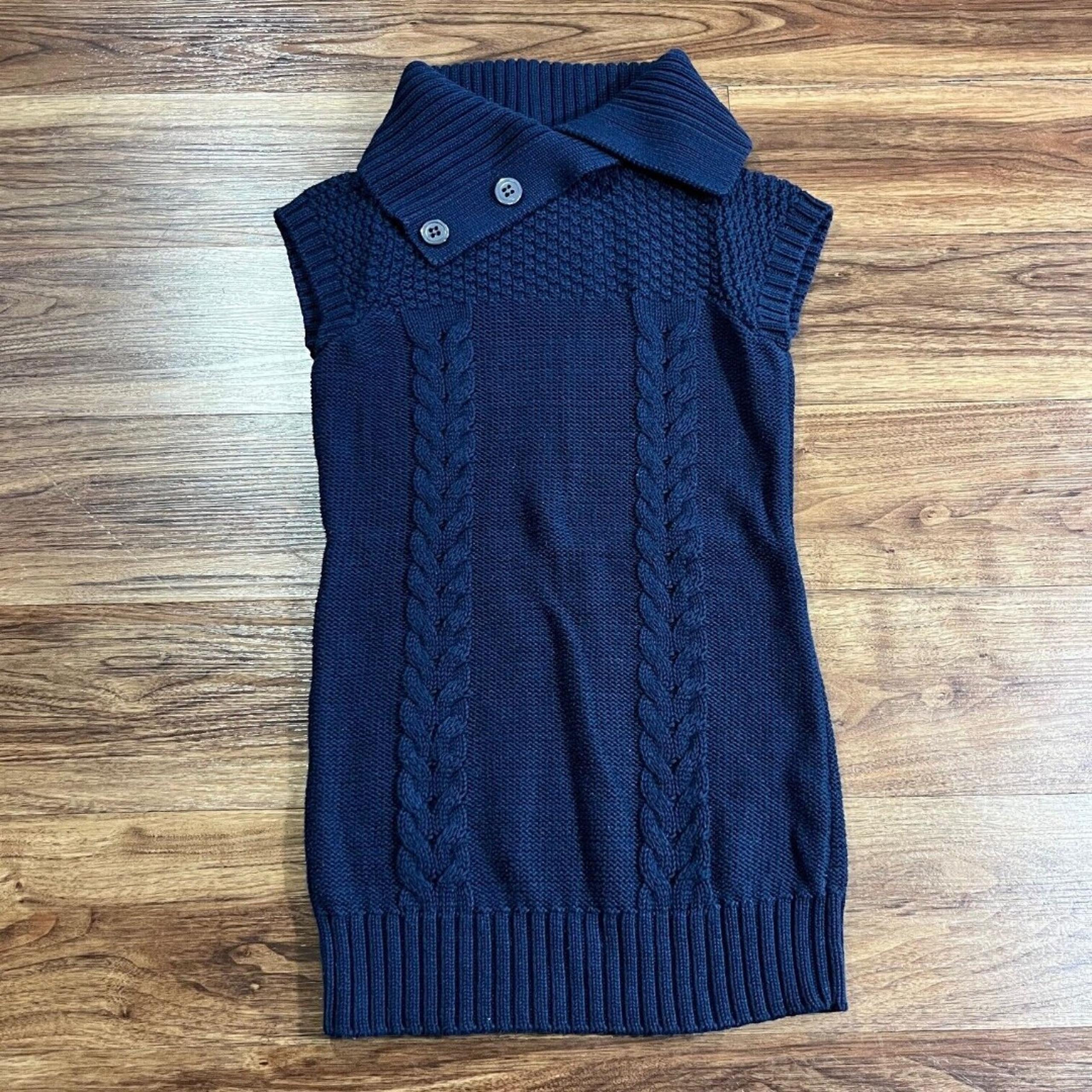 Design History Womens Cardigan Sweater Blue Sleeveless Cotton Size Small