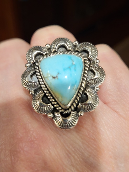 Golden Hill Sterling Silver Turquoise Ring Size 7 Ajustable