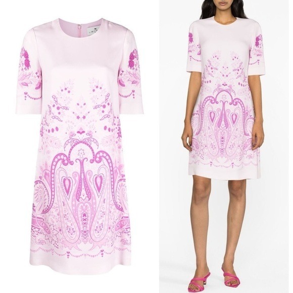 NWT ETRO Paisley Print Shift Mini Dress in Purple